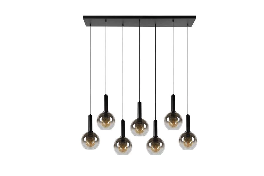 Lucide MARIUS - Hanglamp - 7xE27 - Zwart - uitgezet